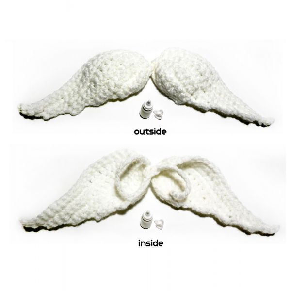  Handmade knitted Angel Wings (includes white pacie & baby bottle)